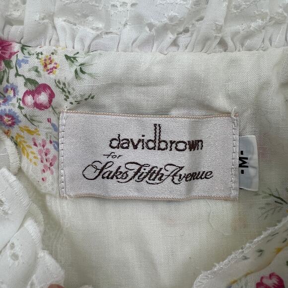 Vintage David Brown Nightgown Floral Printed White House Dress - Picture 3 of 7
